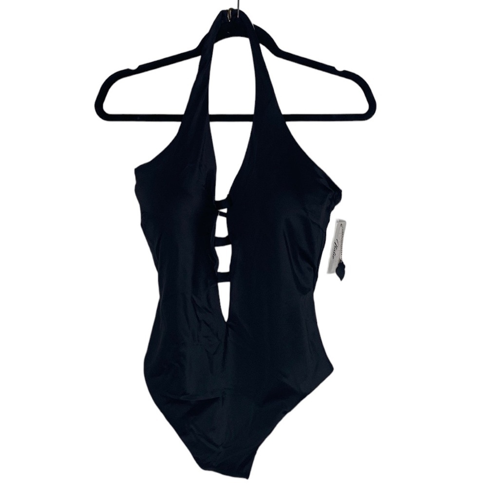 Made in Italie Deep plunge halter one piece